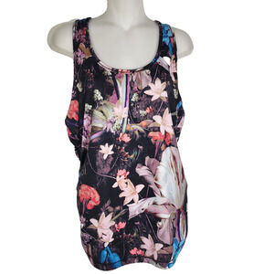 Calia by Carrie Underwood Tank Top Large Floral Print Racerback Ruching Sports